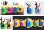 Pen Holder With Digital Clock, Led Light Clock With Pen Holder